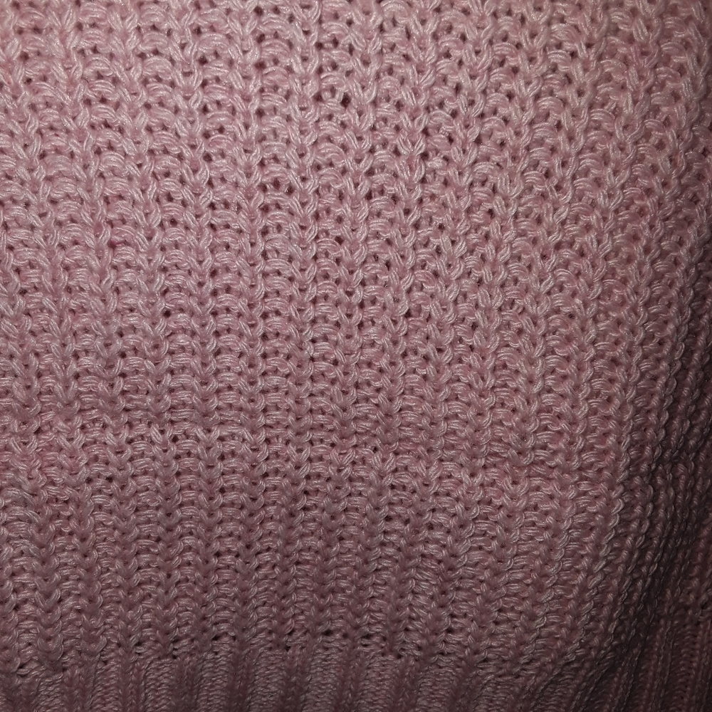 Pink Cold Shoulder Turtle Neck Knit Sweater OS - Picture 3 of 6
